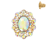 OVAL CRYSTAL SUNBURST DOUBLE HALO STRETCH RING